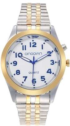 QINGQIAN Reloj de Hablar inglés Adecuado para Personas Mayores y con discapacidad Visual para Hombre