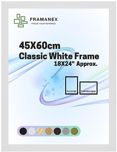 FRAMANEX Modern Dome Shape Frames | White Colour 45X60 CM Picture Photo Poster Frames | 60X45 CM Rectangle Picture Frame | Beautify Your Walls with SD Mold Wood Finish Photo Frame
