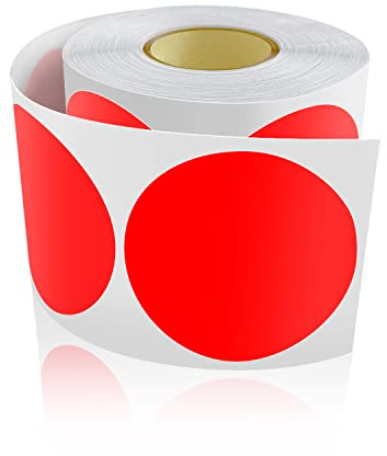 500 Stk Runde Aufkleber Stickers 50mm Farbkodierung Kreis Etiketten Rot | Klebepunkte, Markierungspunkte, Punktaufkleber Rolle, Groß klebeetiketten Ablösbar & Vinyl
