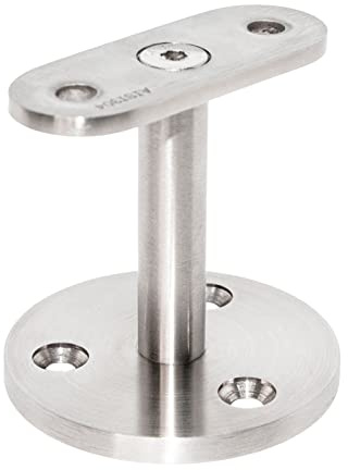 PRIOstahl Handlaufhalter Handlaufträger Wandhalter Handlaufstütze - 1 x Handlauf Flach an die Wand zum Anschrauben an Vierkantrohr mit 3-Loch Befestigung aus Edelstahl V2A Geländer Rohr Treppe