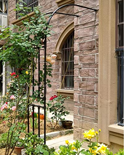 Demi-Arche de Jardin Arceau Rosier Grimpant 90x240x40cm 200x267x50cm 350x267x50cm Arche en métal Stable Tonnelle Arcade pour diverses Plantes grimpantes, Jardin extérieur, Noir/Blanc (Color : Noir,