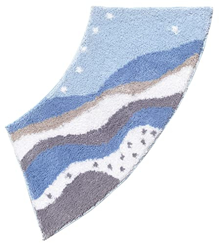 DFEO@MF Gebogene Badematte, flauschige Mikrofaser, gebogene Duschmatte, saugfähig, ultraweiche Badematte für runde Duschen, maschinenwaschbar, 45 x 100 cm (Ozean)