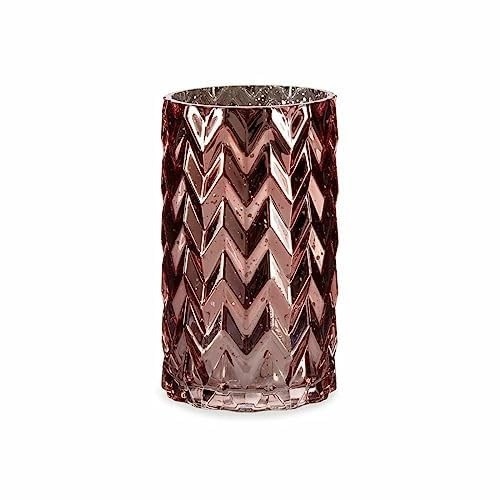 Gift Decor S3626497 Jarrón Tallado Espiga Rosa Cristal, 11.3cm x 19.5cm x 11.3cm, Caja de 6