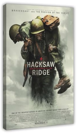 EYEZER Hacksaw Ridge Movie Poster Canvas Poster Bedroom Decor Sports Landscape Office Room Decor Gift Frame-style 20x30inch(50x75cm)