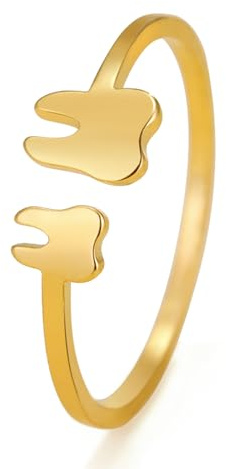 TEAMER Modische Zahn-Halskette, silberfarben, Edelstahl, zum Schutz der Zähne, Anhänger, Armband, Ring, Statement, ausgehöhlt, Zahnarzt, täglicher Schmuck, Geschenke