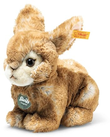 Steiff Melly Hase sitzend braun 20 cm, Teddies for Tomorrow, Stofftier Hase aus kuschelweichem Plüsch, Flauschiges Plüschtier zum Spielen & Kuscheln, waschmaschinenfest
