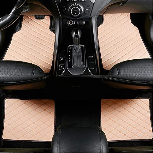 MCDA Auto FußMatten Leder für F-ord Mustang Cabriolet 2005-2009, Wasserdichtem rutschfeste Bodenmatten Automatten Allwetterschutz Teppich Schützen,B-Beige