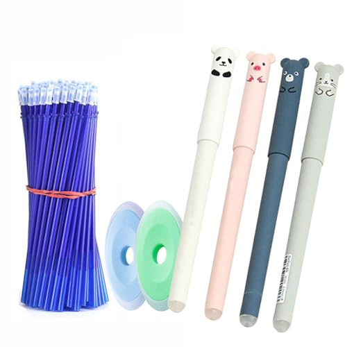 EBHO 4 Stück Löschbare Stifte,Radierbarer Kugelschreiber,0,35 Kugelschreiber,Radiergummi Stift, Niedliche Karikatur, Kinder, Studenten, Erwachsene Verwenden
