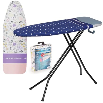Vitapur Premium Bügelbrett mit 2 Hochwertigem Bügelbezug - Stabiles & Höhenverstellbares Tischbügelbrett, Dampfbügelstation geeignet - Langlebiges Dampfbügelbrett, Ironing Board, Bügeltisch