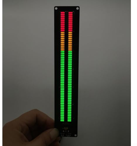 AS60 LED Digital Music Spectrum Indicator, Wireless Audio Music Sound Level Display VU Meter Analyzer Amp Lifier RGB Board Audio Light Bar Display Analyzer