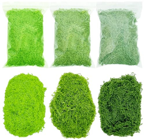 Cayway Touffe d'herbe Statique Herbe Artificielle Modèle, Mousse Verte Artificielle, Fausse Mousse Verte, Mousse Artificielle pour Le Chemin de Fer de Paysage de Train (Style E)