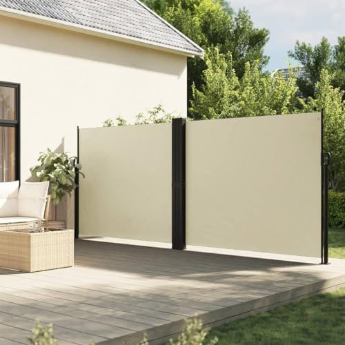 Iiaky Seitenmarkise Ausziehbar Sichtschutz Garten Sichtschutz Ausziehbar Balkon Seitenmarkise Creme 180x1200 cm