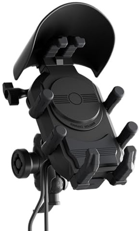 Soporte inalámbrico para teléfono de motocicleta, soporte para teléfono de motocicleta, cargador inalámbrico de carga rápida | Soporte de manillar de teléfono celular de doble puerto de carga para
