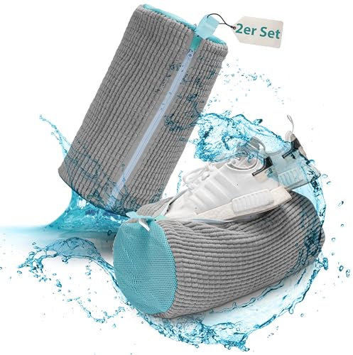 LSLiving® Schuhwaschbeutel - 2er-Pack - Schonend für Schuhe & Waschmaschine - Schuhbeutel Waschmaschine - Premium Reisverschluss - Waschbeutel Schuhe