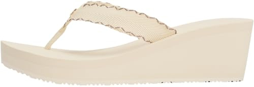 Tommy Hilfiger Damen Flip Flops Wedge Beach Sandal mit Plateau, Elfenbein (Muslin), 38