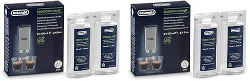 De'Longhi EcoDecalk Mini Decalcificante DLSC200, 2 Dosi di Decalcificazione, Accessorio Manutenzione Macchina da Caffè, Ingredienti di Origine Vegetale, 2x100ml (Confezione da 2)