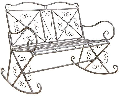 GAROEN Haushalts-GCourtyard-Schaukelstuhl aus Metall, Vintage-Schaukelstuhl aus altem Hohl-Doppel-Schaukelstuhl, Schaukelsitz für Gartenmöbel und Balkon