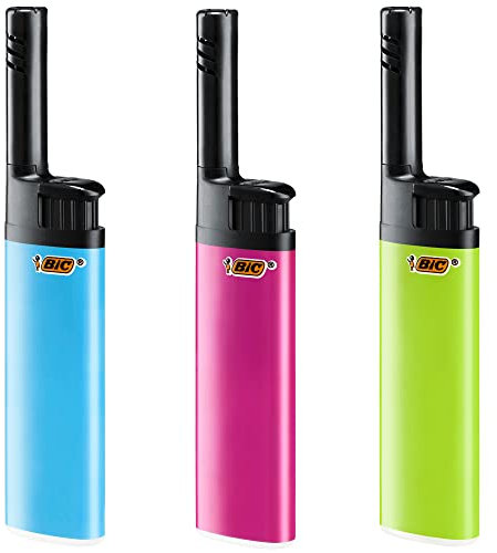 BIC Stabfeuerzeuge - 3 Stück Mini - Der handliche Hybrid aus Electronic und Stabfeuerzeug