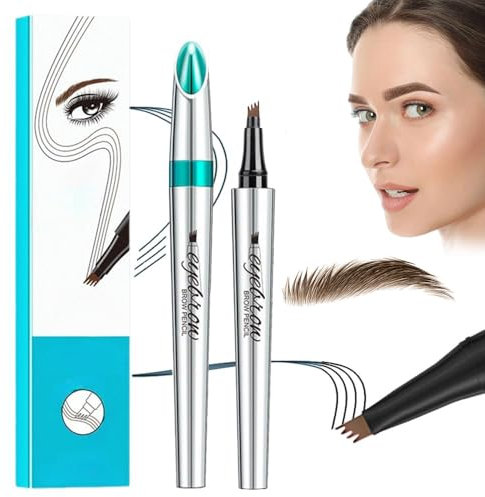 Augenbrauenstift, 3D Microblading Augenbrauenstift Wasserfest, Magischer Augenbrauenfarbe Eyebrow Pencil mit 4 Gabelspitze Applikator, Erzeugt Mühelos Natürlich Aussehende (Stil A-01# Hellbraun)