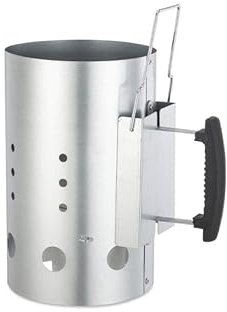 Zendea Barbecue Ciminiera Accendi Carbonella – Accenditore per Barbecue a Carbonella in Metallo Zincato con Manico PP Termoresistente, Sistema Rapido per Braci in 15 Minuti