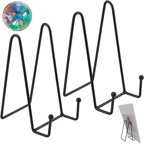 2 Stück Eisen Display Ständer,Buchaufsteller,Teller Ständer,6 Zoll Schwarz Metall Tellerständer,Metallrahmenhalter Für Foto Kunst Teller Bücher Bild Und Tabletop Art Bilderrahmen(Schwarz)