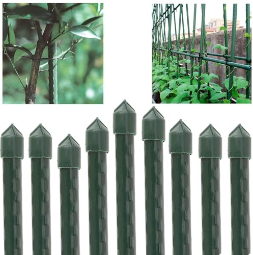 Suinga Pack 25 Tutor de Acero Plastificado 180cm Ø16 mm | Varillas para Plantas y Arboles | Tutores para Tomates y Plantas trepadoras | Soporte para Plantas, Verde