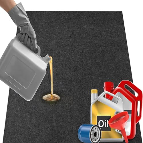 PERZOE Tapis Moto, Tapis de Sol de Garage 223 x 487cm, Lino Sol Rouleau, Tapis de Rétention d'Huile Tapis Moto Tapis D'ÉTABLI Tapis DE Garage Gris foncé