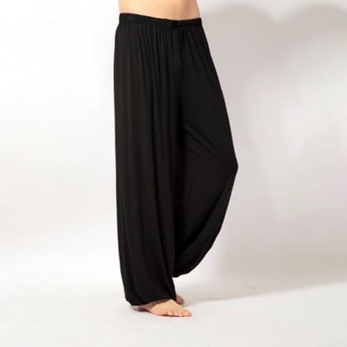 Poliéster Verano Kung Fu Tai Chi Pantalones para Artes Marciales Perfecto para Entrenamiento (L Negro)