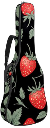 Nahtlose Gitarrentasche für Akustikgitarre, Pastellrosen, florale Elemente, 1 cm dicke Polsterung, wasserdichter Gitarrenkoffer, Rucksack mit doppelt verstellbarem Schultergurt für 101,6-106,7 cm
