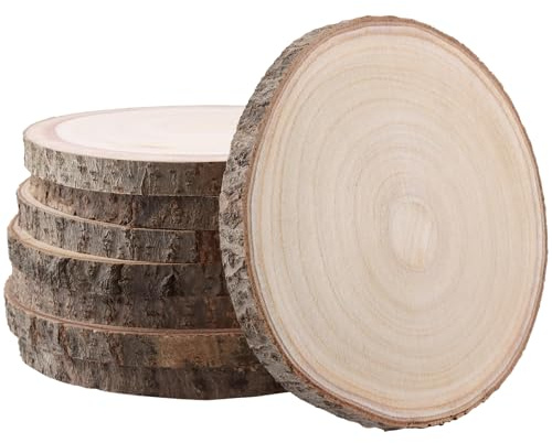 CHUIFAI 8 Stück Holzscheiben 18-20cm Durchmesser, Baumscheiben Rund Holz Log Scheiben, Holzscheiben zum Basteln, Baumstamm Deko, DIY Projekte, Hochzeitsdeko