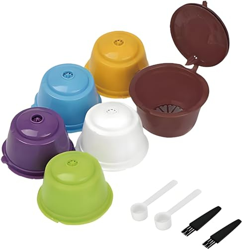 6 stycken återanvändbara kapslar för kaffebryggare, kaffekapslar av plast, återanvändbara kaffekapslar, påfyllningsbara kapslar återanvändbara, för familjer, lägenheter och kaféer