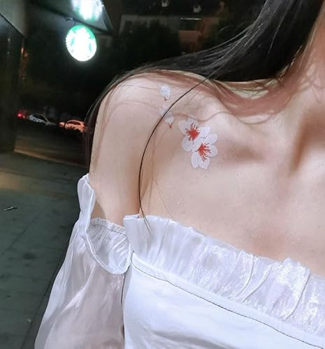Temporary Tattoos For Adult 1 Pc Of White Cherry Blossom Small Fresh Arm Waterproof Chinese Style Long-Lasting Small Picture Large Picture Stickers Fake Tattoos
