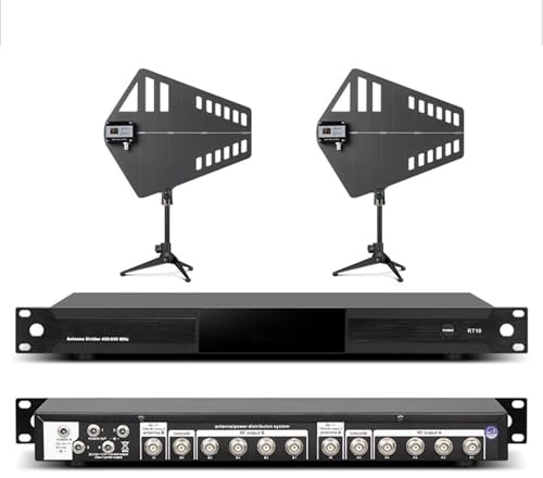 JXYQ Uhf Wireless Antenna Distribution System, 8 Channels Wireless Microphone Signal Amplifier, 31-stage Gain Adjustment Active Antenna Paddles, Covers 400-950mhz Frequency Range, For Stage, Wedding