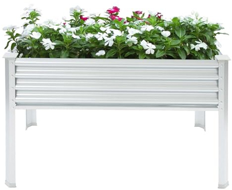 Fioriera rialzata da giardino con gambe in metallo, per verdure, fiori, erbe aromatiche, 120 x 60 x 80 cm, zincata