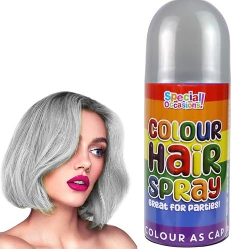 SO Party Colour Hair Spray 200ml | Instant Temporary Hair Colour for Festivals & Fancy Dress | Washable Non-Permanent Hair Paint | Quick Drying Formula for Kids & Adults (Silver - 5941A-S)