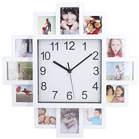 Hztyyier 15,35-Zoll-DIY-Rahmenuhr, Personalisierte Foto-Wanduhr mit Multi-Bild-Anzeige für Heimdekoration, Wohnzimmer, Schlafzimmer, Büro