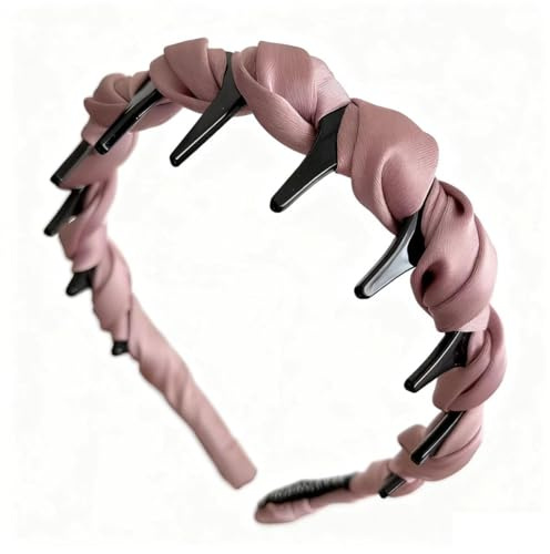 Elastische Haarreif für Damen, Antirutsch Haarschmuck mit Verschiedenen Designs (Perlen, Zähnen, Farbverlauf & Geflochten), Weiche Haarband für Alltag, Party, Make-up und Pflege (Lila)