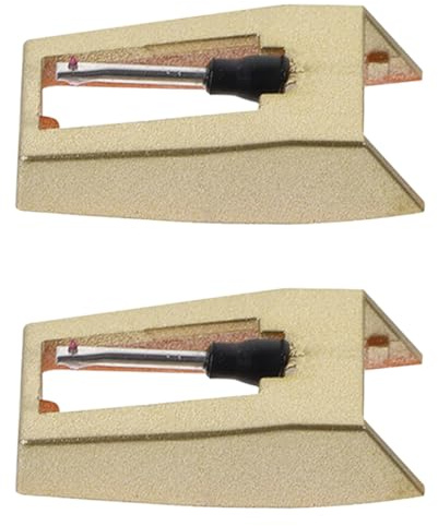 Aguja de Tocadiscos de Vinilo Dorada de Aluminio Abs 2 Piezas | Repuesto para Fonógrafo, Sonido Claro, Compatible Tocadiscos de Vinilo