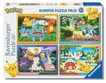 Ravensburger - Barnens 5-åriga pussel 4 x 100 stycken, Pokémon - 5 års pussel, Pokémon-samling, innehåller 4 100-bitars pussel, pedagogiska spel, presentidéer
