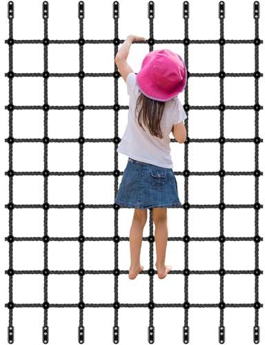 Climbing Cargo Net for Kids & Adults 70 x 150 Nylon Rope Climbing Net No Knots Safety Climbing Ladder Net for Outdoor Treehouse, Swing Set, Ninja Obstacle Course, Playground, Backyard Playset