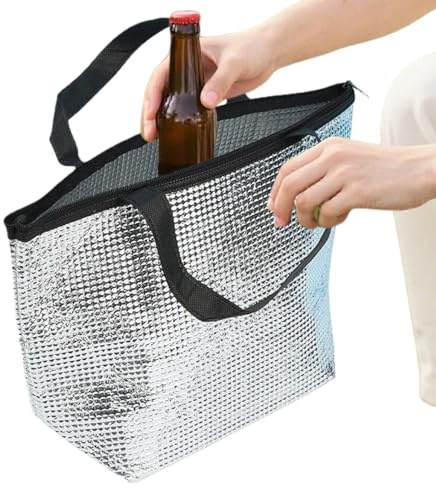Sac alimentaire isotherme – Porte-repas | Sacs fourre-tout en aluminium-rétention de chaleur en aluminium Double face, stockage de grand Volume plage Camping pique-nique livraison de courses