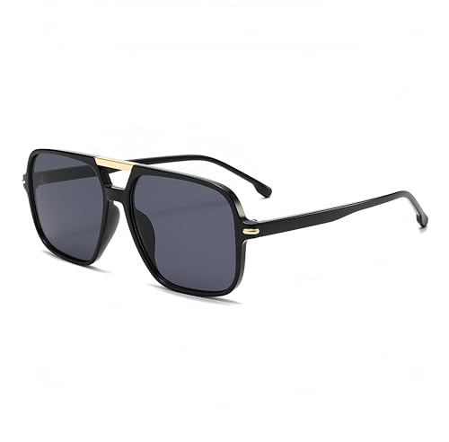 WDZAYXC Retro Übergroße Eckige Sonnenbrille für Damen und Herren | Modische Oversize Brille, Für den Alltag, UV400-Schutz