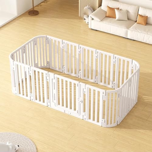 Dog Playpen Indoor Plastic Easy to Clean and Assemble Portable Dog Fence Outdoor for Yard Plastic Rabbit Fence Foldable for Camping Garden(202x103x67CM)