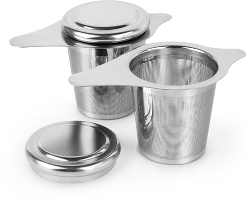 2 Piezas Infusor Te con Tapa Filtros de Té Acero Inoxidable Coladores de té para té suelto Infusionador de Te Infusión de Ajenjo para teteras, tazas de té y tazas, Café Ollas
