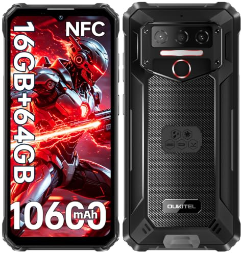 OUKITEL WP23S Rugged Smartphone 10600mAh, Android 15 Rugged Mobile Phones | 16GB RAM+64GB ROM Tough Smartphone, 6.52” Display, 13MP Camera, 4G Dual SIM, IP68/69K Waterproof Phone, NFC, Fingerprint, OTG