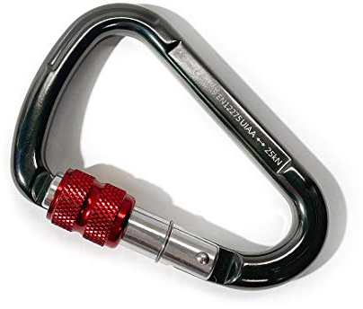 Psychi 25KN HMS Mousqueton à vis pour Escalade Arbre Chirurgie Corde d'assurage Rouge