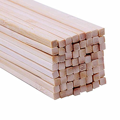 GOONSDS Bastone per tasselli in legno - Piccoli bastoncini quadrati in legno non finito in legno duro per progetti di artigianato fai-da-te (conteggio 50),Beige,5x5x300mm
