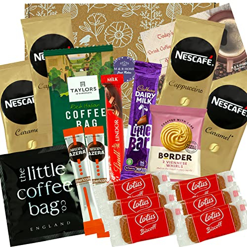 Coffee Lovers Hamper Gift for Men with Coffee, Luxury Biscuits & Chocolate – Mother’s Day Gift – Food Hampers For Couples, Get Well Soon, Thank You Teacher Gift, Birthday present Women, Christmas