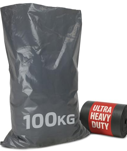 Polythene Rubble Sacks - ULTRA Heavy Duty Rubble Bags - Extra THICK Industrial Grade Builders Rubble Bags (100 Pack)