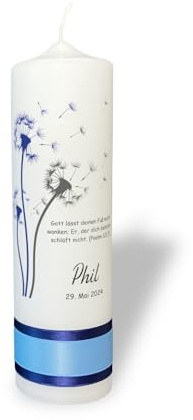 Taufkerze Pusteblume blau